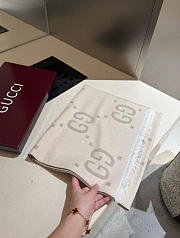 Gucci Jacquard Wool Silk Scarf Ivory And Beige  ‎495592 4G350 9279 W35cm x L190cm - 5