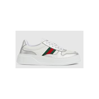 Gucci Men's chunky sneaker silver metallic leather 848317 AAFMN 8147 