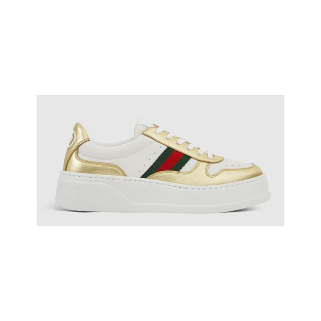 Gucci Women's chunky sneaker golden metallic leather 848307 AAFMN 8044 - 1