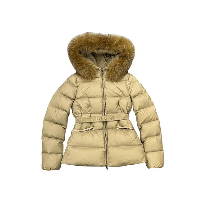 Moncler Boed Hooded Shearling-Trimmed Short Down Jacket Camel Beige K20931A00099595FE239 - 1