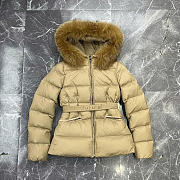 Moncler Boed Hooded Shearling-Trimmed Short Down Jacket Camel Beige K20931A00099595FE239 - 3