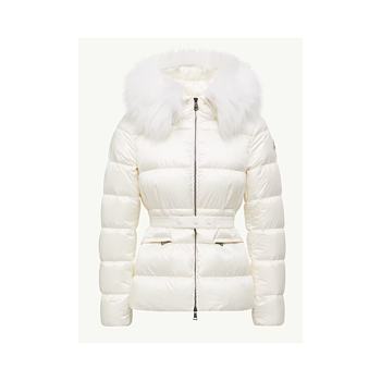Moncler Boed Hooded Shearling-Trimmed Short Down Jacket White K20931A00099595FE239