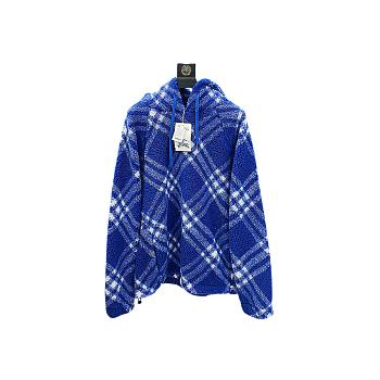 Burberry Plaid-Check Pattern Fleece Hoodie Blue/White 8078276