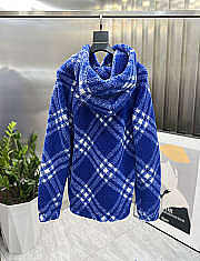 Burberry Plaid-Check Pattern Fleece Hoodie Blue/White 8078276 - 5