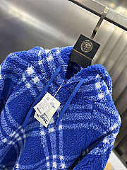 Burberry Plaid-Check Pattern Fleece Hoodie Blue/White 8078276 - 3