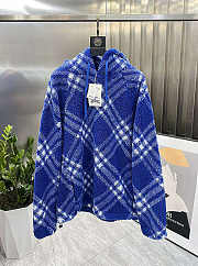 Burberry Plaid-Check Pattern Fleece Hoodie Blue/White 8078276 - 2