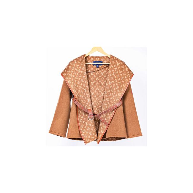 Louis Vuitton Belted Double Face Hooded Wrap Coat Camel 1A99K5  - 1