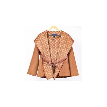 Louis Vuitton Belted Double Face Hooded Wrap Coat Camel 1A99K5 