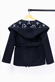 Louis Vuitton Hooded Wrap Coat Black Exterior and Gray Monogram 1A99KB - 6