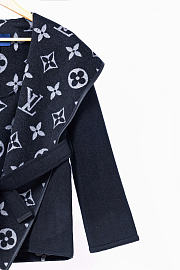 Louis Vuitton Hooded Wrap Coat Black Exterior and Gray Monogram 1A99KB - 4