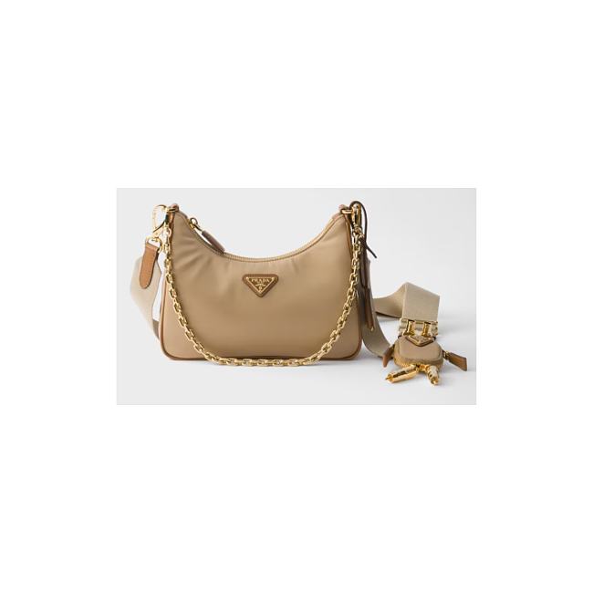 Prada Re-Edition 2005 Re-Nylon and Saffiano leather bag with charm Camel 1BH204_R064_F0NIV_V_WRK - 1