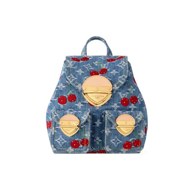Louis Vuitton x Takashi Murakami Cherry Venice NM Denim Monogram M13679 10.2H 9.4W 2.8D Strap 14.6 - 1