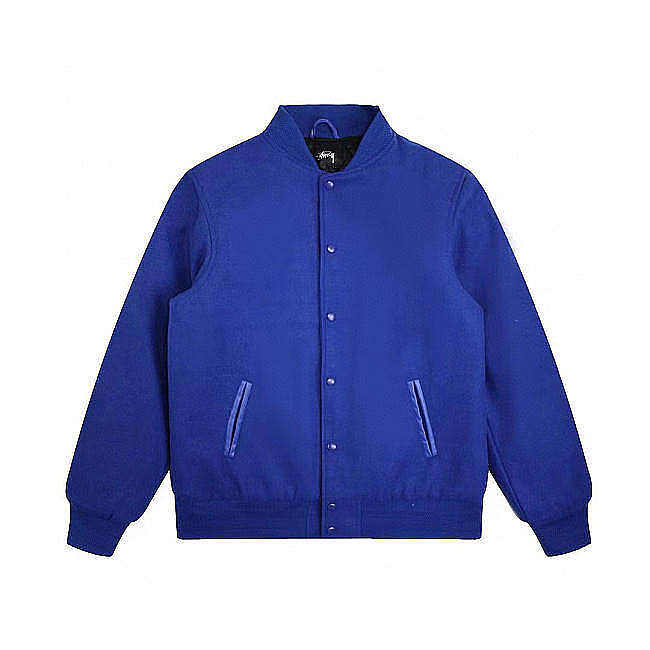 Men's Stussy Sport Melton Varsity Jacket Blue - 1