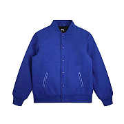 Men's Stussy Sport Melton Varsity Jacket Blue - 1