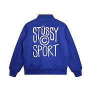 Men's Stussy Sport Melton Varsity Jacket Blue - 4