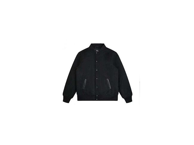 Men's Stussy Sport Melton Varsity Jacket Black - 1