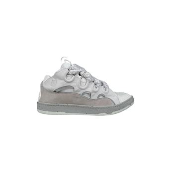 LANVIN LEATHER CURB SNEAKERS GREY/WHITE FM-SKRK11-DOTS-P23130040