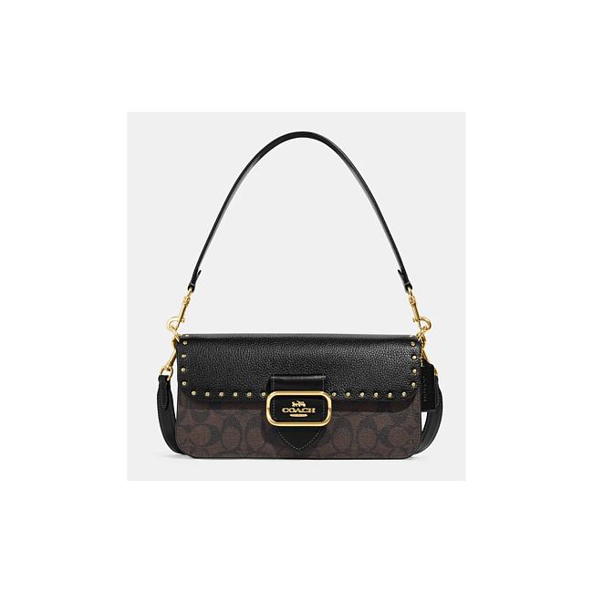 Coach Morgan Shoulder Bag In Colorblock Signature Canvas With Rivets CE563 10 1/2