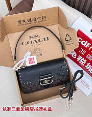 Coach Morgan Shoulder Bag In Colorblock Signature Canvas With Rivets CE563 10 1/2