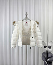 Moncler Boed Hooded Shearling-Trimmed Short Down Jacket White K20931A00099595FE - 3