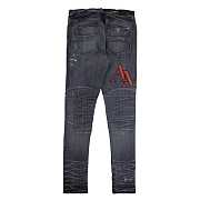 Amiri Staggered Embroidered Logo Jeans Rain Grey - 6