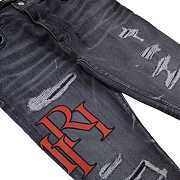 Amiri Staggered Embroidered Logo Jeans Rain Grey - 3