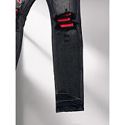 Amiri Staggered Logo Distressed Skinny Jean In Black Red - 4