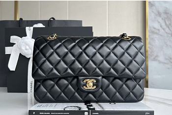 Chanel flap bag lambskin black bag size 25cm
