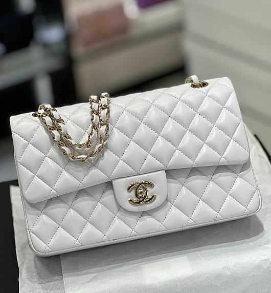 Chanel CF Lambskin Bodin Joyeux White Gold Buckle Size 25 cm - 1