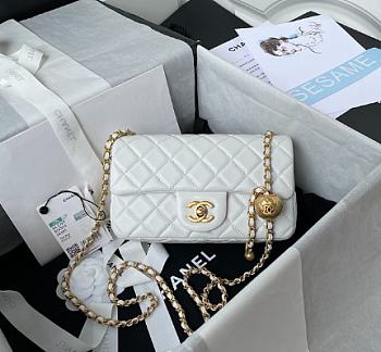 Chanel Mini Flap Bag Global Chain White Size 20 cm