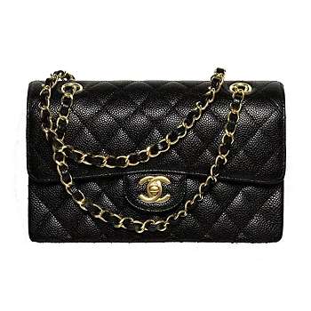 Chanel flap bag caviar black bag size 25cm