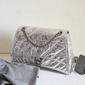 Balenciaga silver leather crush bag size 31x19.8x69cm