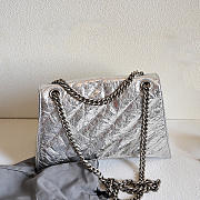 Balenciaga silver leather crush bag size 31x19.8x69cm - 2