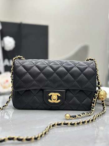 Chanel Mini Flap Bag Metal Ball Black Lambskin Size 13 × 20 × 7 cm