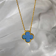 Van Cleef & Arpels classic single-flower four-leaf clover necklace Blue agate - 2