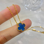 Van Cleef & Arpels classic single-flower four-leaf clover necklace Blue agate - 4