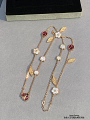 New VCA Lucky Spring Necklace Plum blossom, ladybug, and leaf - 4