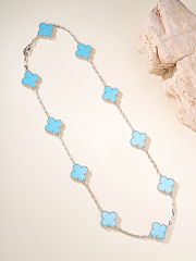 Van Cleef & Arpels 2025 White Gold Turquoise Ten-Flower Necklace - 1