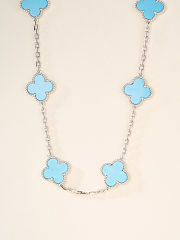 Van Cleef & Arpels 2025 White Gold Turquoise Ten-Flower Necklace - 3