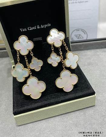 VCA Premium White Mother-of-Pearl Four-Flower and Four-Leaf Clover Earrings