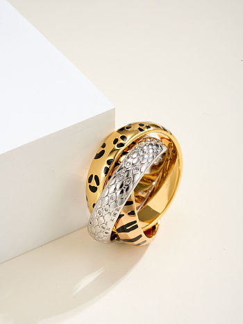 Cartier Tinity Tri-Ring Leopard Print Lacquer Ring