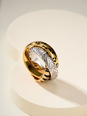 Cartier Tinity Tri-Ring Leopard Print Lacquer Ring - 6