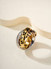 Cartier Tinity Tri-Ring Leopard Print Lacquer Ring - 5