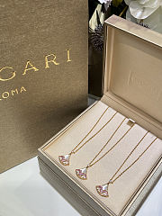 BVLGARI Diamond-Studded White Mother-of-Pearl Fan-Shaped Rose Gold Necklace - 6