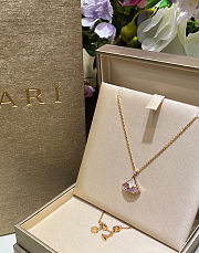 BVLGARI Diamond-Studded White Mother-of-Pearl Fan-Shaped Rose Gold Necklace - 3