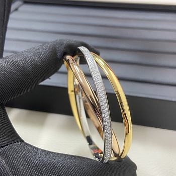Cartier New Diamond-Set Tricolor Three-Band Bangle