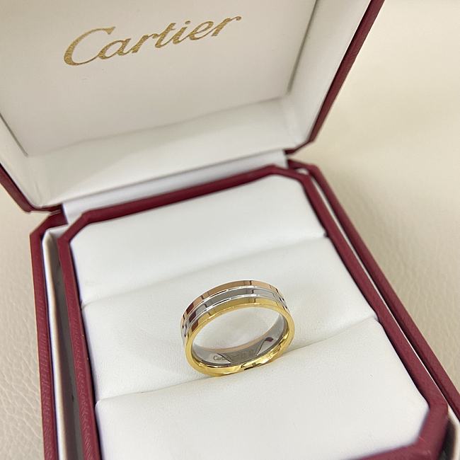 Cartier three-color single band couple ring - 1
