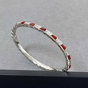 Bulgari snake bone bracelet stone inlay silver  - 1