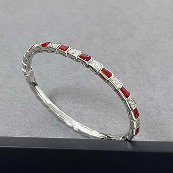 Bulgari snake bone bracelet stone inlay silver 