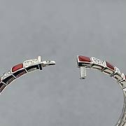Bulgari snake bone bracelet stone inlay silver  - 6